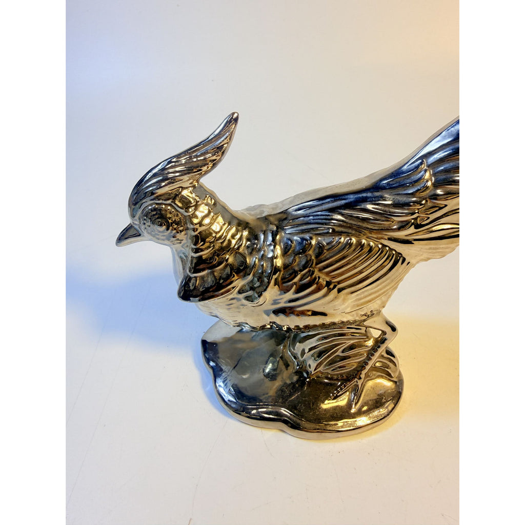 Pottery Pheasant Silver Stewart McCulloh Califormia Ceramic Shelf Home Decor Decorative Accent