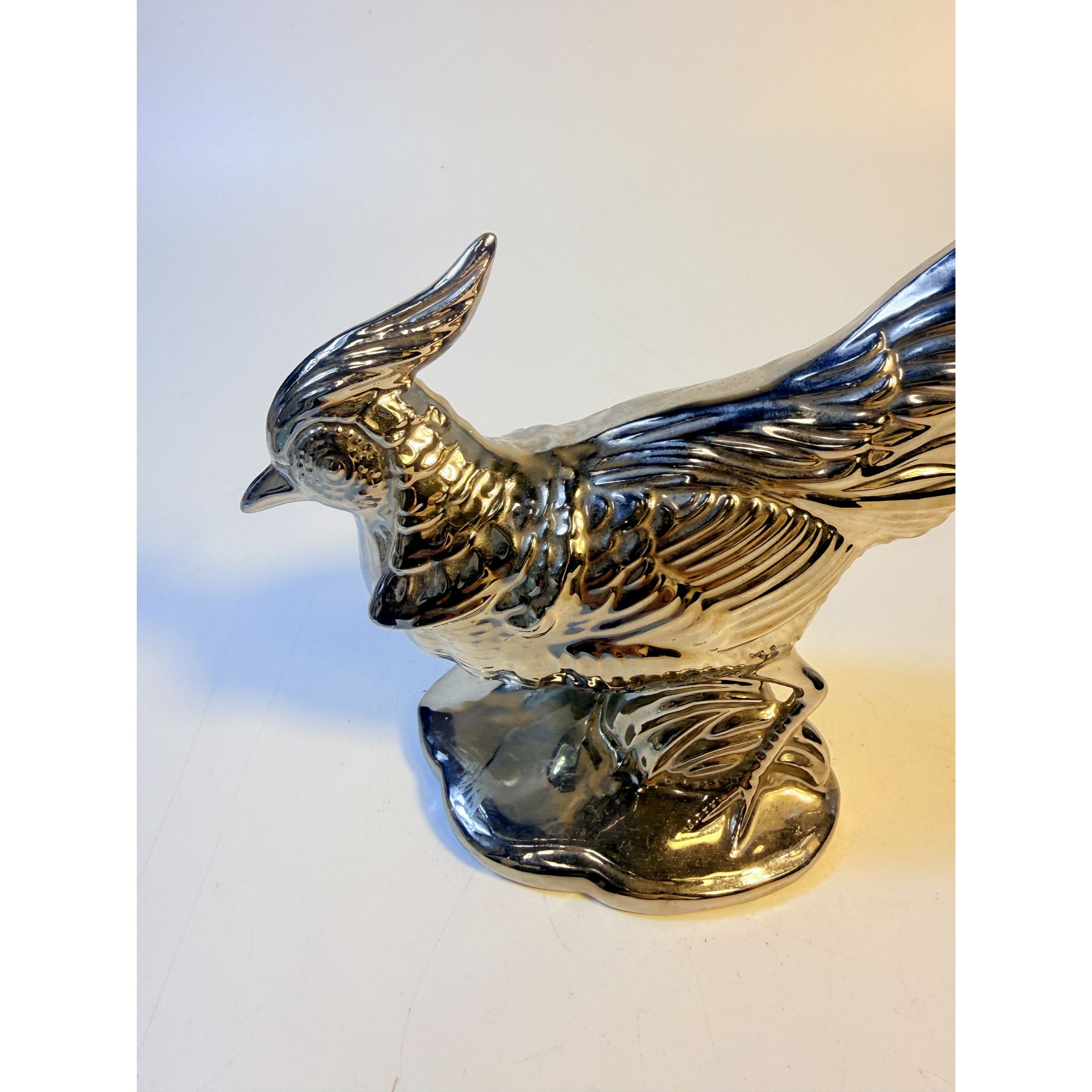 Pottery Pheasant Silver Stewart McCulloh Califormia Ceramic Shelf Home Decor Decorative Accent