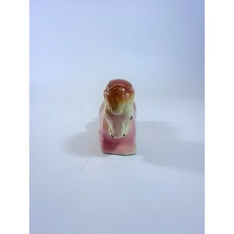 Pottery Planter Pot Kneeling Horse Pink Hand Painted Vintage Pastel Flower Succelents Nursery Room Home Decor Mid Century