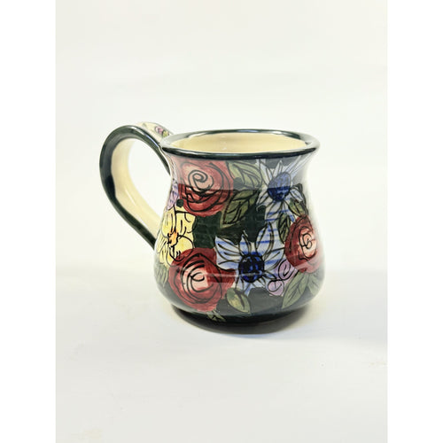 Coffee Mug Cup Blue Sky Clayworks Heather Goldminc Signed Hand Painted Vintage Flowers Gift Mothers Day