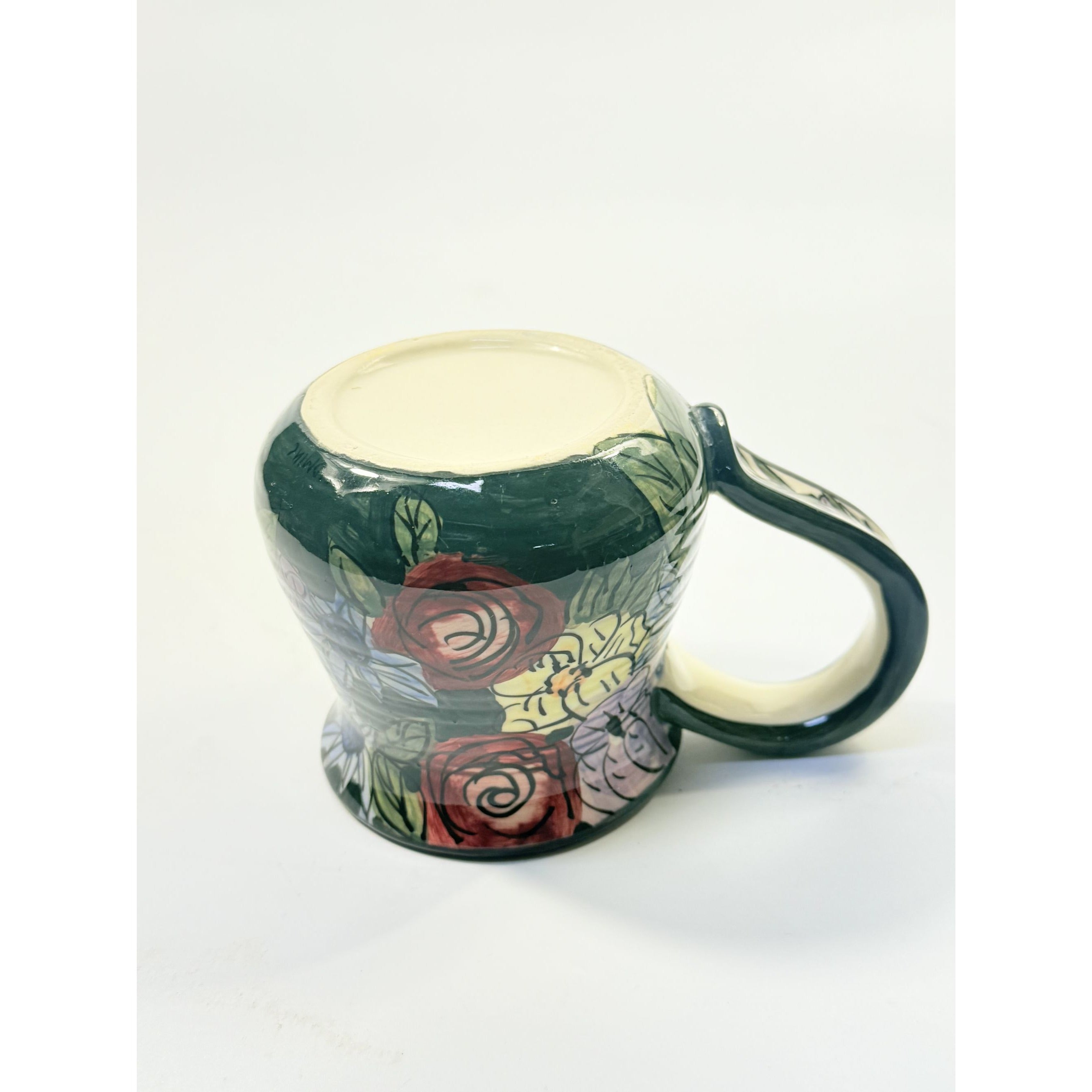 Coffee Mug Cup Blue Sky Clayworks Heather Goldminc Signed Hand Painted Vintage Flowers Gift Mothers Day