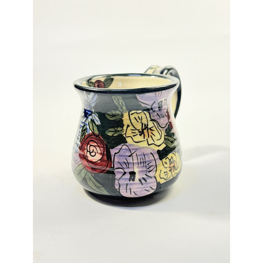 Coffee Mug Cup Blue Sky Clayworks Heather Goldminc Signed Hand Painted Vintage Flowers Gift Mothers Day
