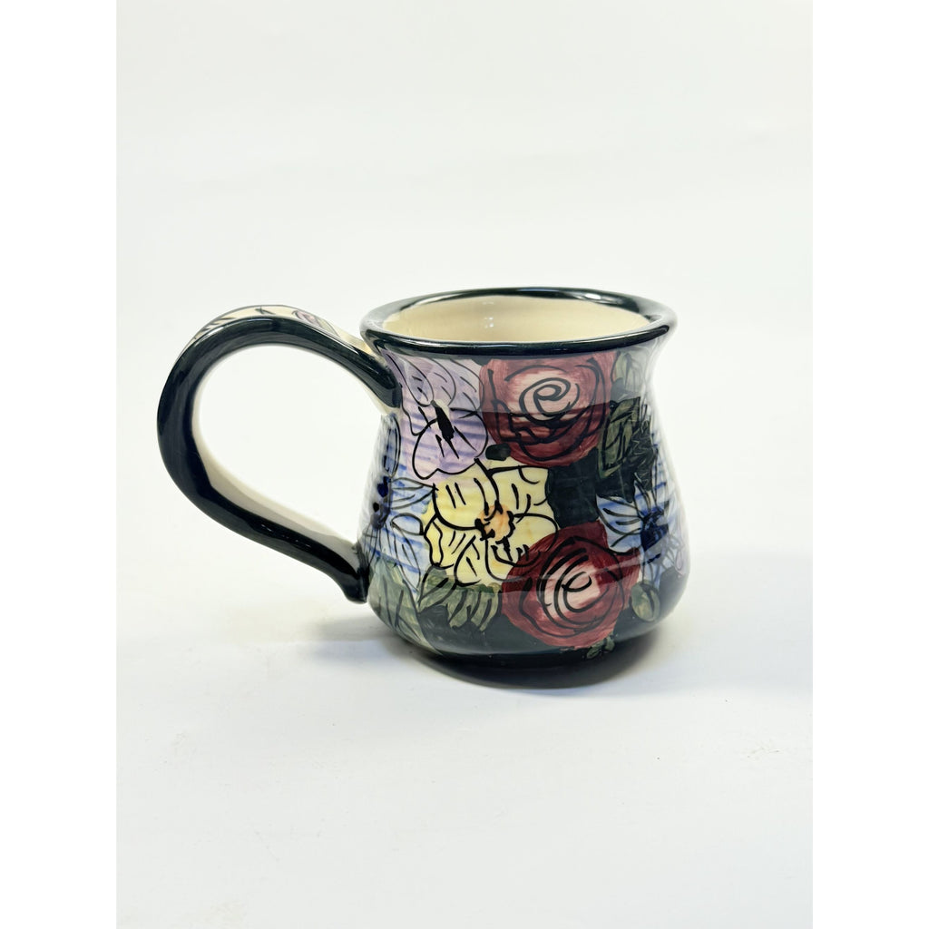Coffee Mug Cup Blue Sky Clayworks Heather Goldminc Signed Hand Painted Vintage Flowers Gift Mothers Day