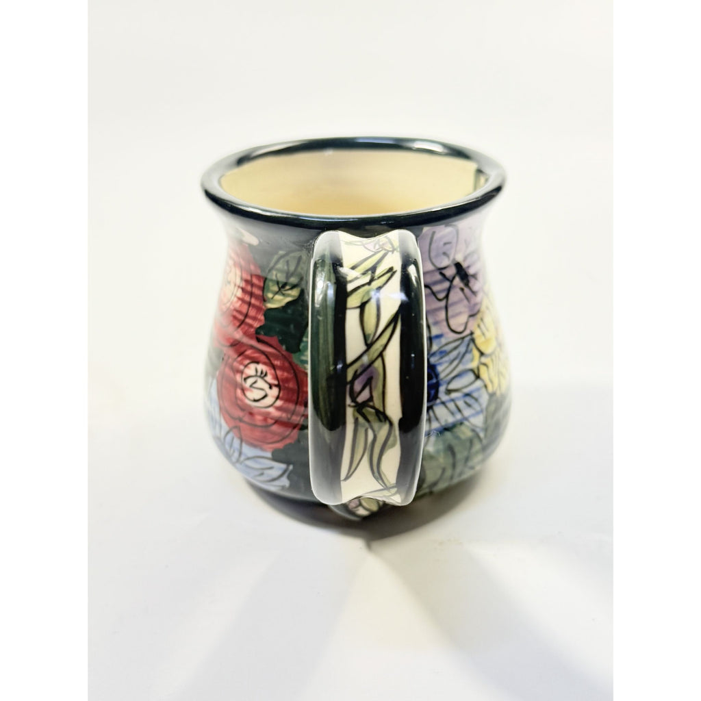 Coffee Mug Cup Blue Sky Clayworks Heather Goldminc Signed Hand Painted Vintage Flowers Gift Mothers Day