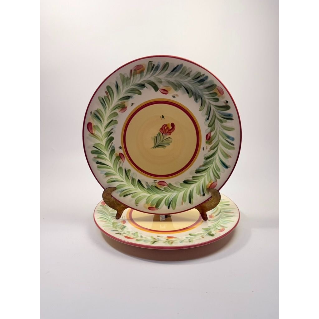 Dinner Plates Set 2 Southern Living at Home Gail Pittman Sienna Garland Replacement China Vintage Floral Red Green Dining Service Retired