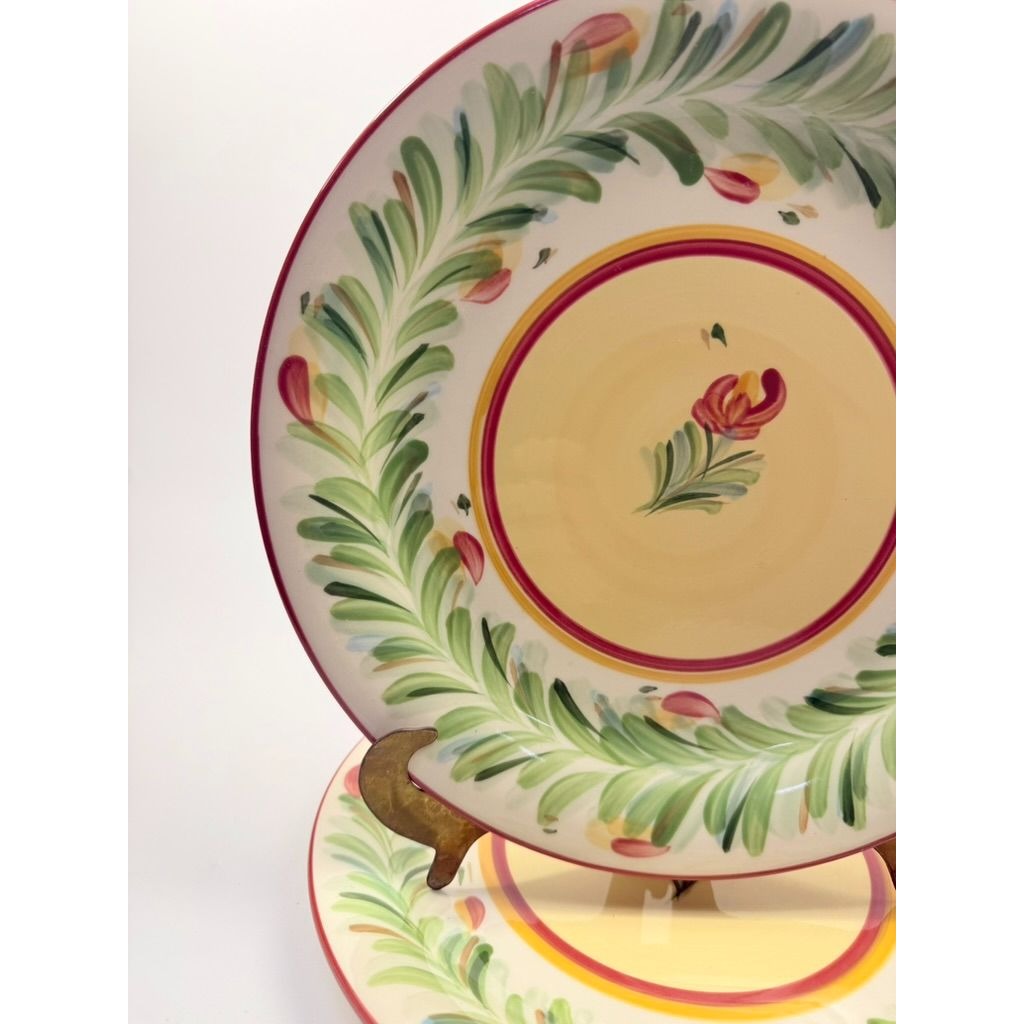 Dinner Plates Set 2 Southern Living at Home Gail Pittman Sienna Garland Replacement China Vintage Floral Red Green Dining Service Retired