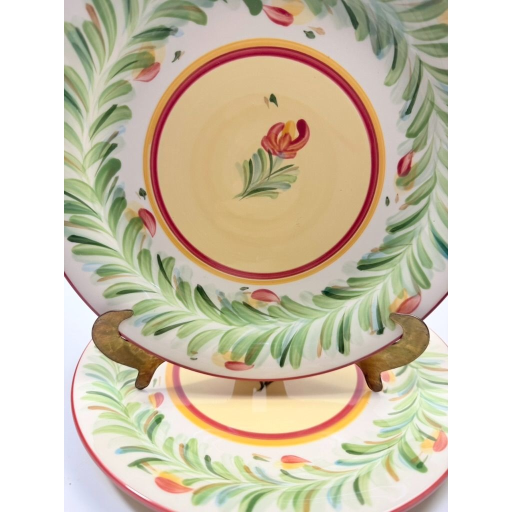 Dinner Plates Set 2 Southern Living at Home Gail Pittman Sienna Garland Replacement China Vintage Floral Red Green Dining Service Retired