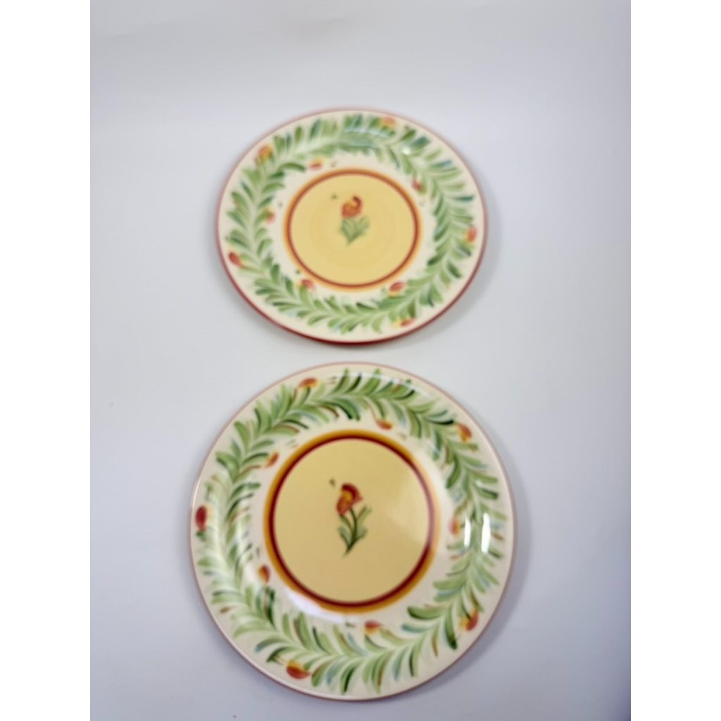 Dinner Plates Set 2 Southern Living at Home Gail Pittman Sienna Garland Replacement China Vintage Floral Red Green Dining Service Retired