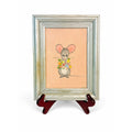 Oil Painting Mini Mouse with Flowers Vintage Mid Century Hand Painted Wall Gallery Kitchy Art