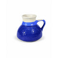 Pottery coffee mug Wide Bottom No skid Sip Honeycomb Blue Cream Glazed Ceramic Travel Replacement VIntage