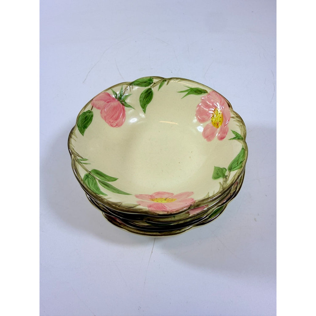 Stoneware Coupe Cereal Bowls Franciscan Desert Rose  Made In California USA Set 4 1972-1977 Replacement China Vintage Classic Earthenware