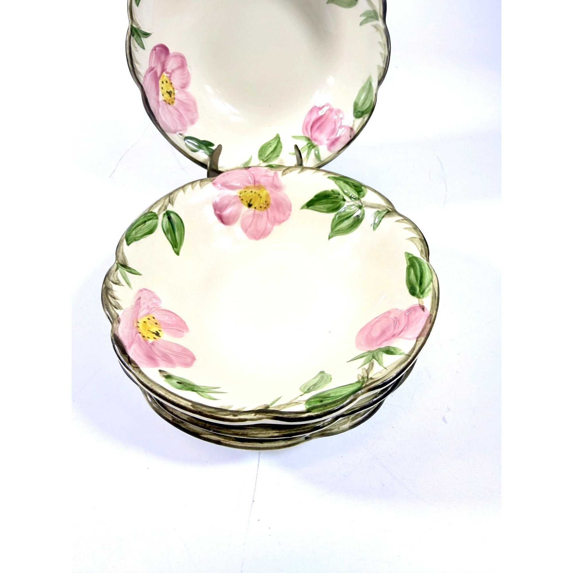 Stoneware Coupe Cereal Bowls Franciscan Desert Rose  Made In California USA Set 4 1972-1977 Replacement China Vintage Classic Earthenware