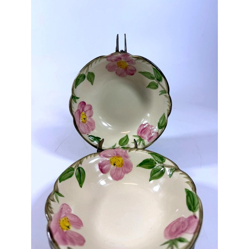 Stoneware Coupe Cereal Bowls Franciscan Desert Rose  Made In California USA Set 4 1972-1977 Replacement China Vintage Classic Earthenware