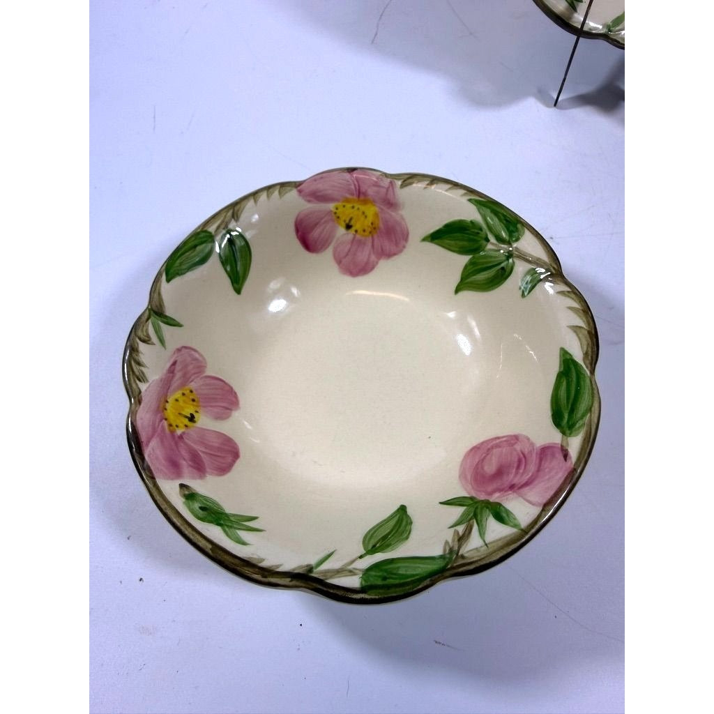 Stoneware Coupe Cereal Bowls Franciscan Desert Rose  Made In California USA Set 4 1972-1977 Replacement China Vintage Classic Earthenware