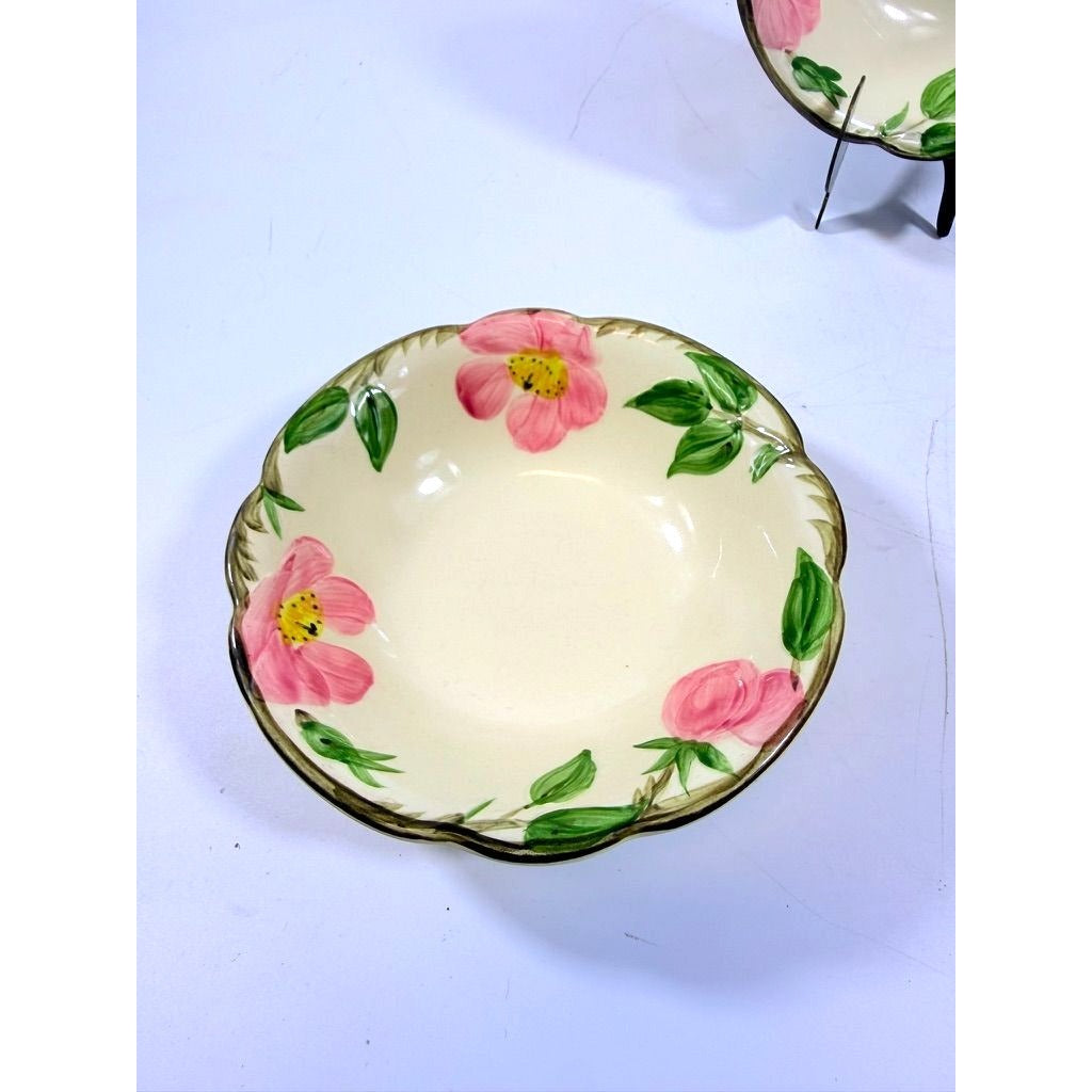 Stoneware Coupe Cereal Bowls Franciscan Desert Rose  Made In California USA Set 4 1972-1977 Replacement China Vintage Classic Earthenware