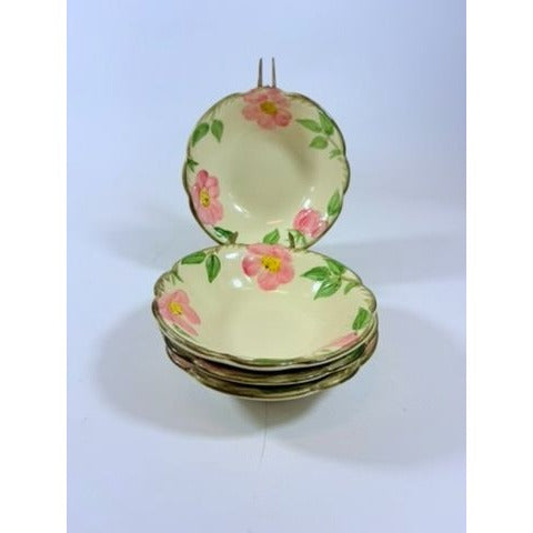 Stoneware Coupe Cereal Bowls Franciscan Desert Rose  Made In California USA Set 4 1972-1977 Replacement China Vintage Classic Earthenware