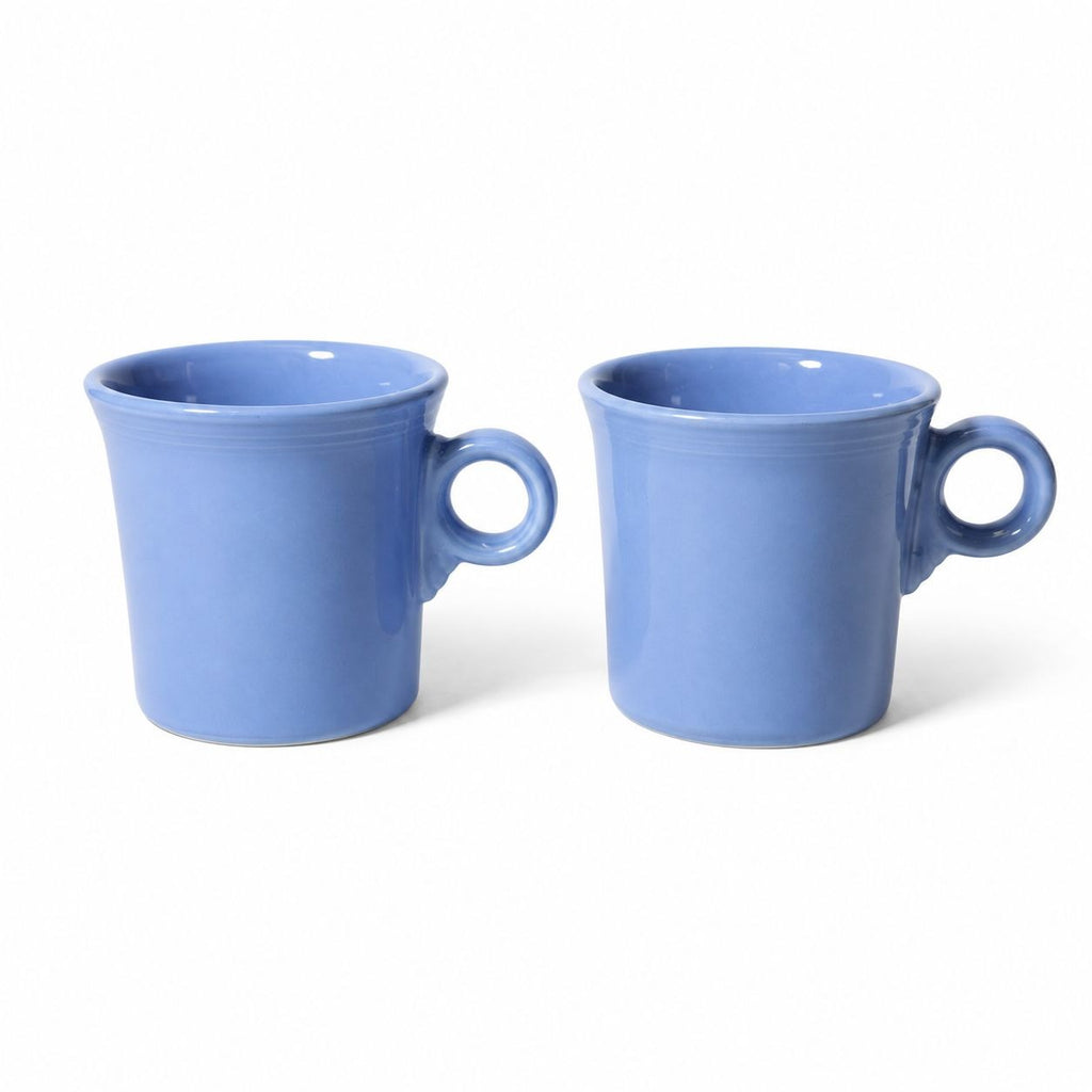 Coffee Cup Mug Pair Vintage Fiesta Homer Laughlin HLC Periwinkle Blue Ring Handled  Repaplacement Stoneware China Collectible