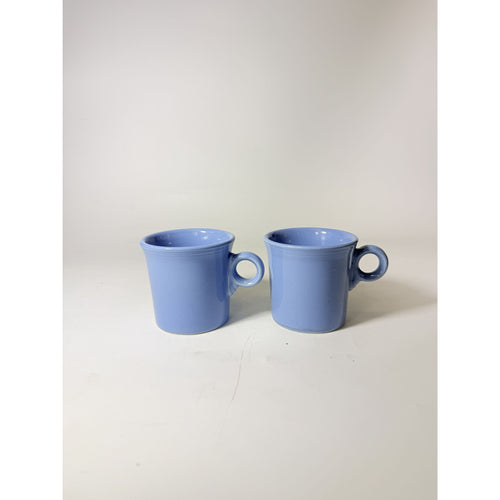 Coffee Cup Mug Pair Vintage Fiesta Homer Laughlin HLC Periwinkle Blue Ring Handled  Repaplacement Stoneware China Collectible