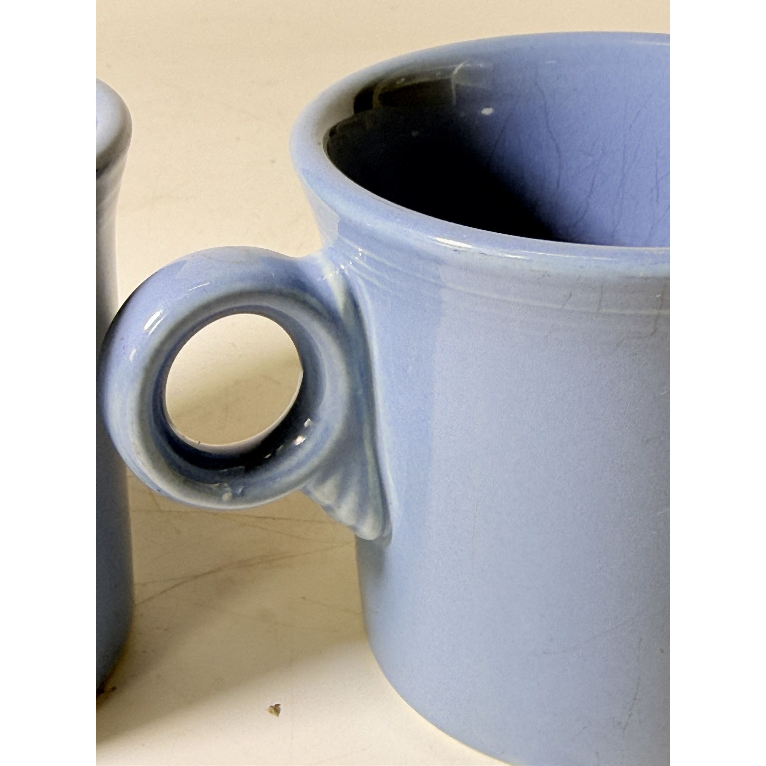 Coffee Cup Mug Pair Vintage Fiesta Homer Laughlin HLC Periwinkle Blue Ring Handled  Repaplacement Stoneware China Collectible