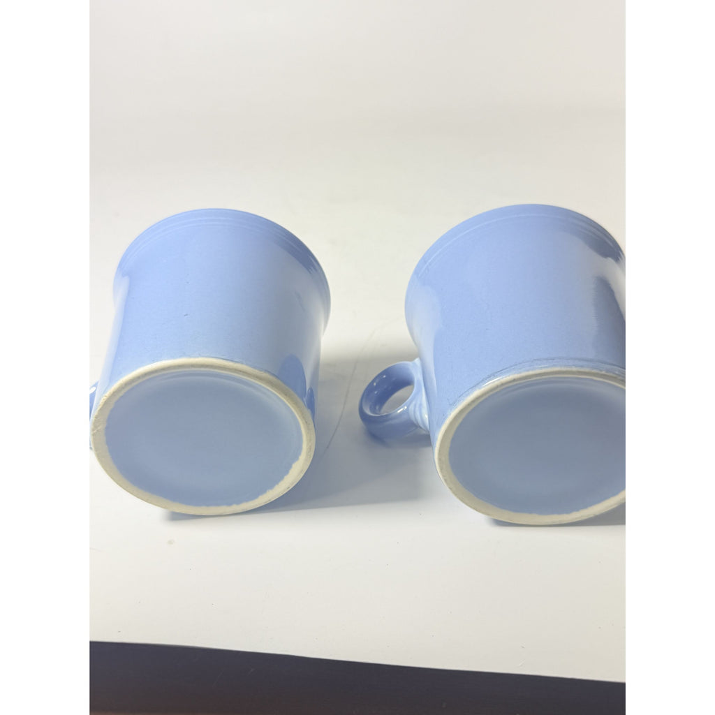 Coffee Cup Mug Pair Vintage Fiesta Homer Laughlin HLC Periwinkle Blue Ring Handled  Repaplacement Stoneware China Collectible