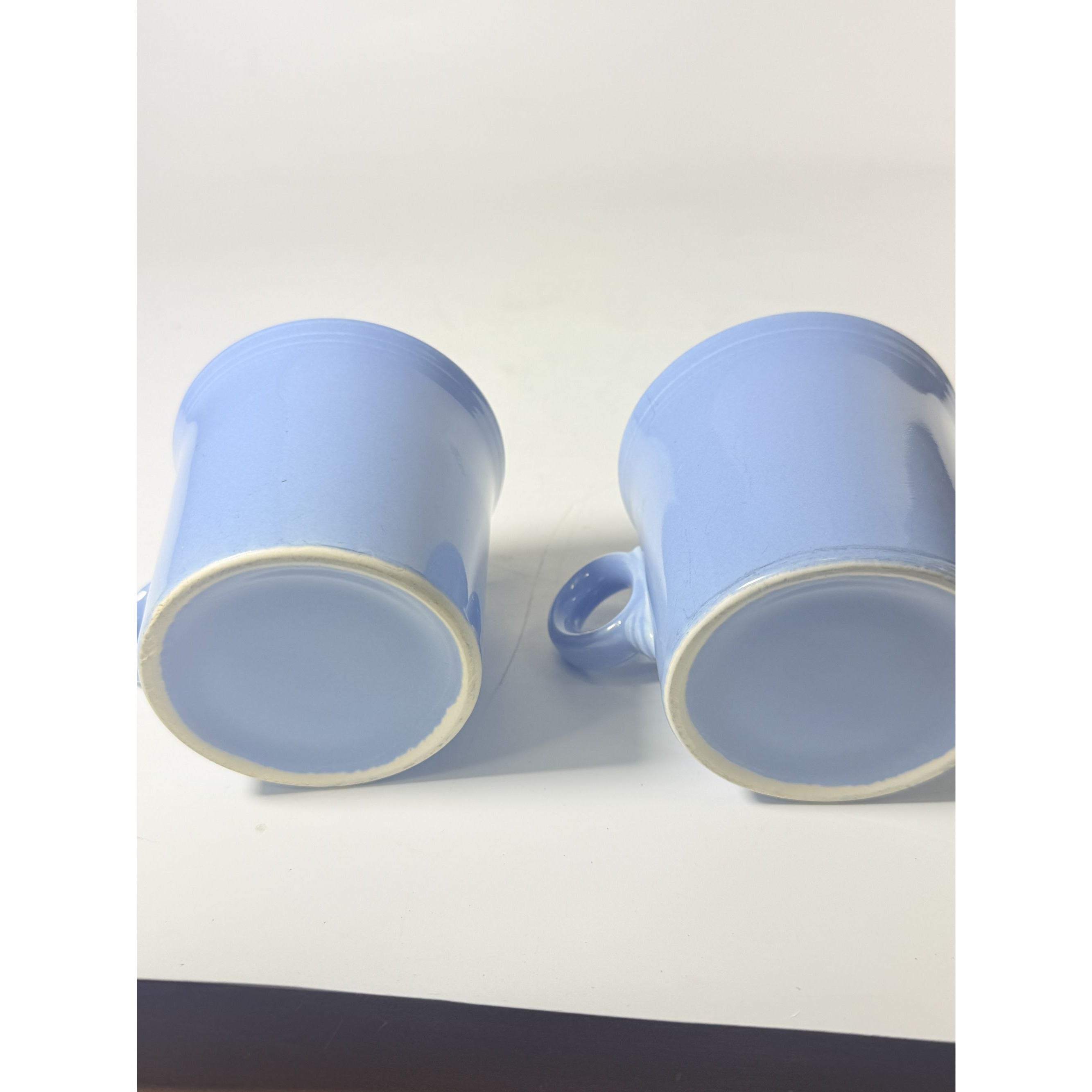 Coffee Cup Mug Pair Vintage Fiesta Homer Laughlin HLC Periwinkle Blue Ring Handled  Repaplacement Stoneware China Collectible