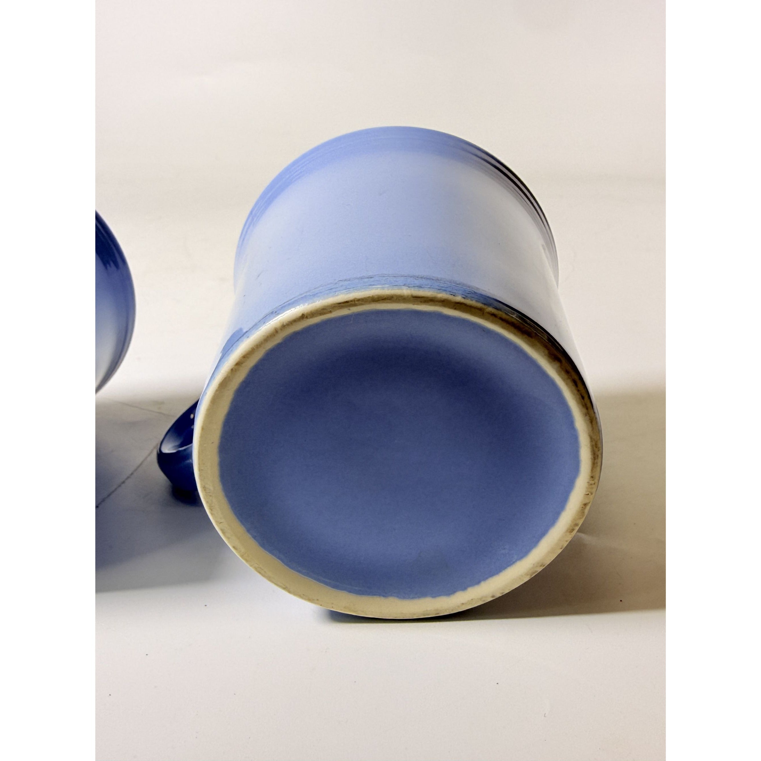 Coffee Cup Mug Pair Vintage Fiesta Homer Laughlin HLC Periwinkle Blue Ring Handled  Repaplacement Stoneware China Collectible