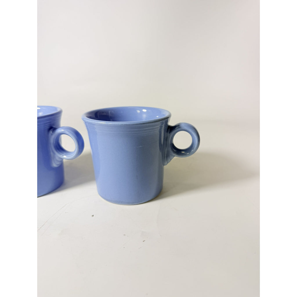 Coffee Cup Mug Pair Vintage Fiesta Homer Laughlin HLC Periwinkle Blue Ring Handled  Repaplacement Stoneware China Collectible