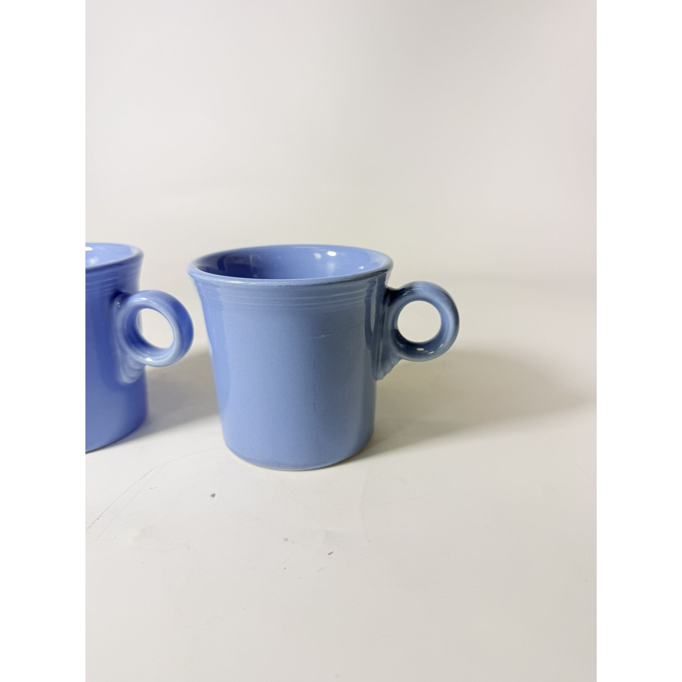 Coffee Cup Mug Pair Vintage Fiesta Homer Laughlin HLC Periwinkle Blue Ring Handled  Repaplacement Stoneware China Collectible