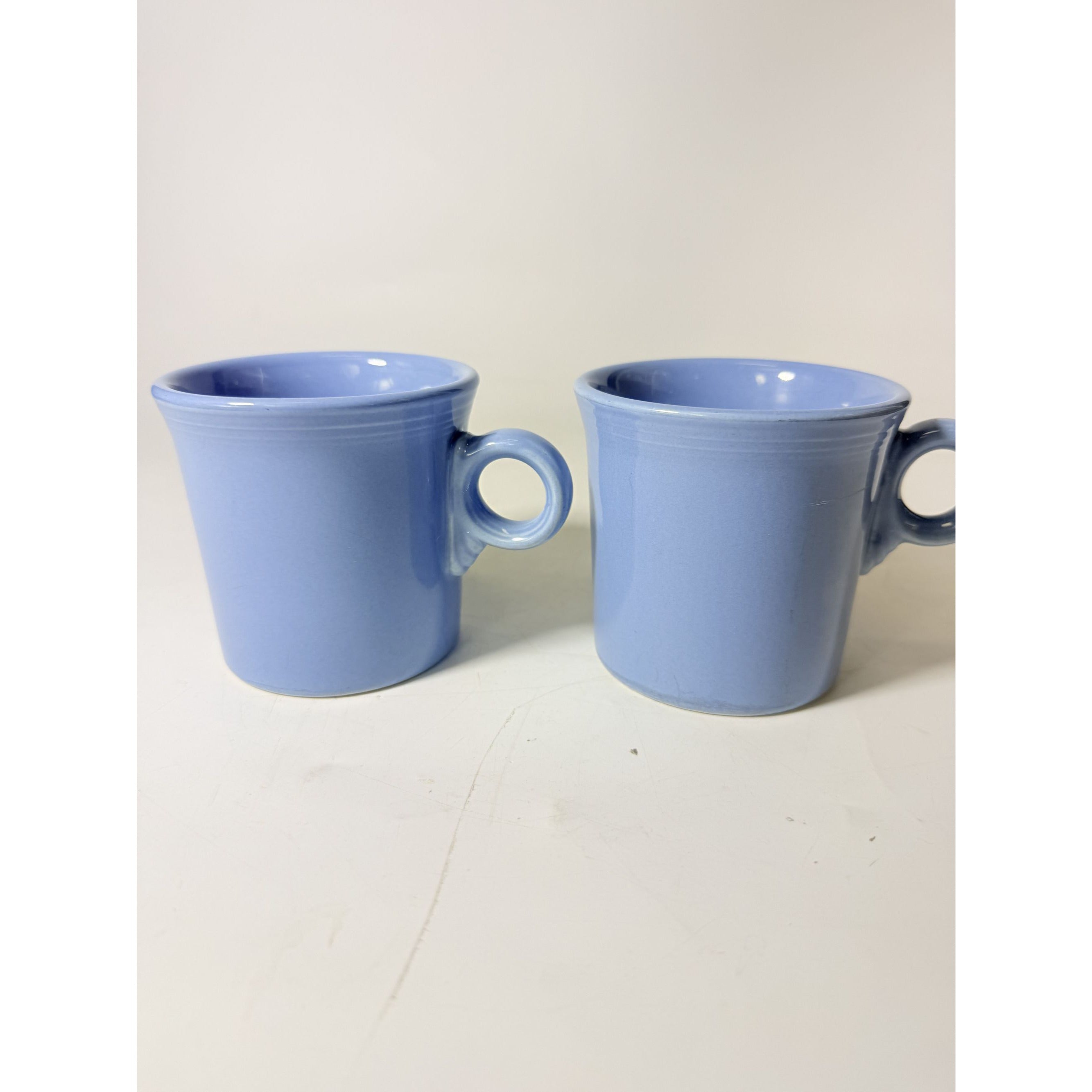 Coffee Cup Mug Pair Vintage Fiesta Homer Laughlin HLC Periwinkle Blue Ring Handled  Repaplacement Stoneware China Collectible