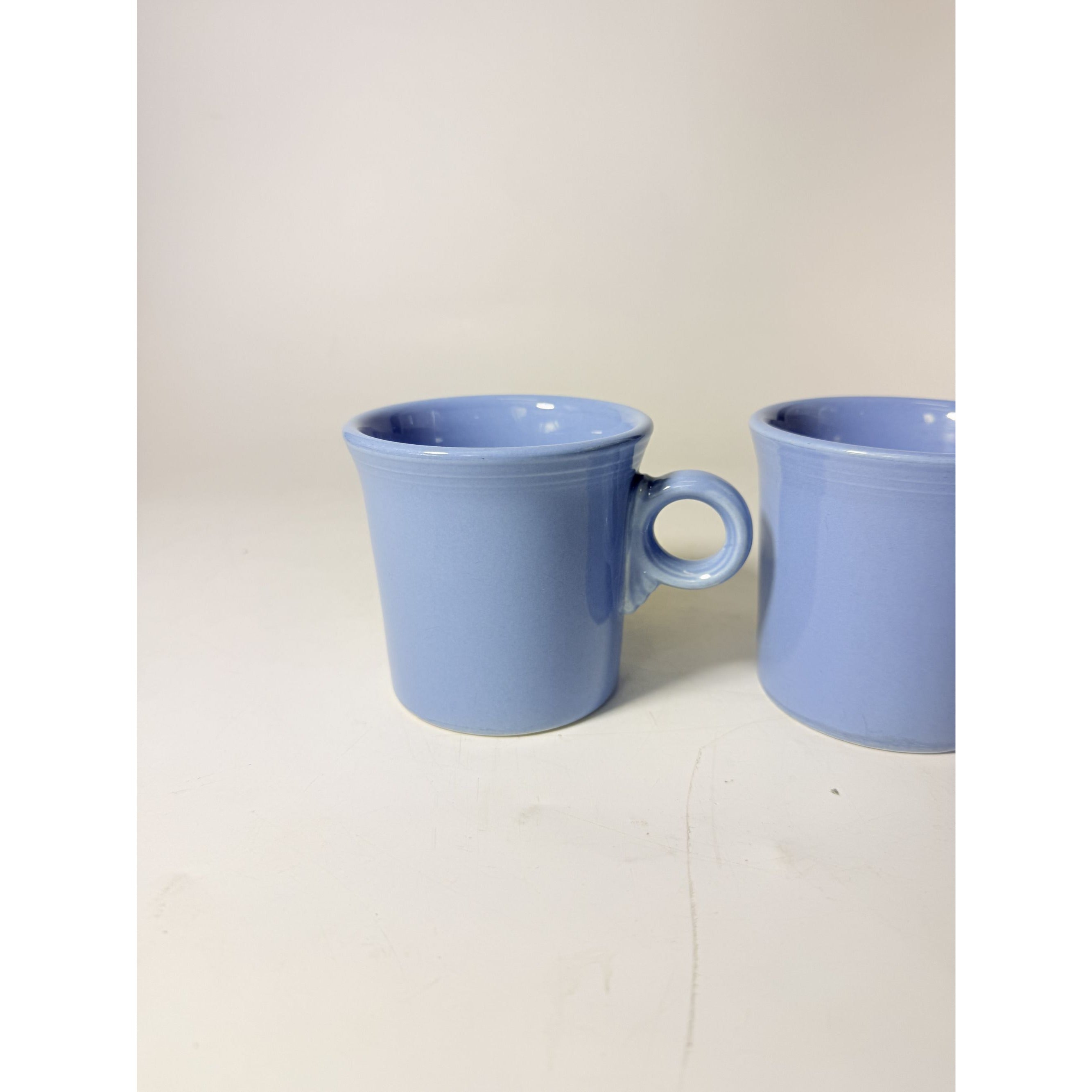 Coffee Cup Mug Pair Vintage Fiesta Homer Laughlin HLC Periwinkle Blue Ring Handled  Repaplacement Stoneware China Collectible