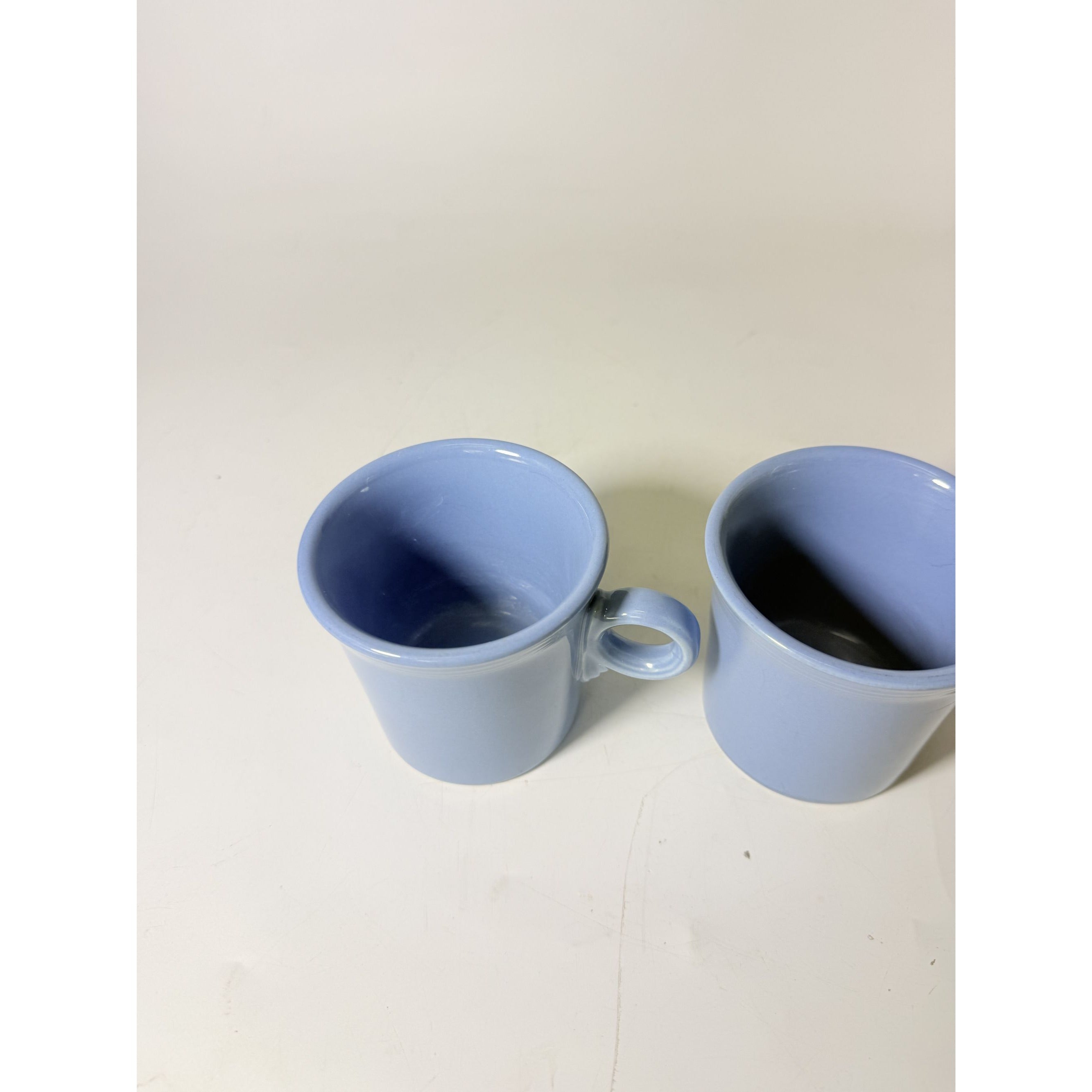 Coffee Cup Mug Pair Vintage Fiesta Homer Laughlin HLC Periwinkle Blue Ring Handled  Repaplacement Stoneware China Collectible