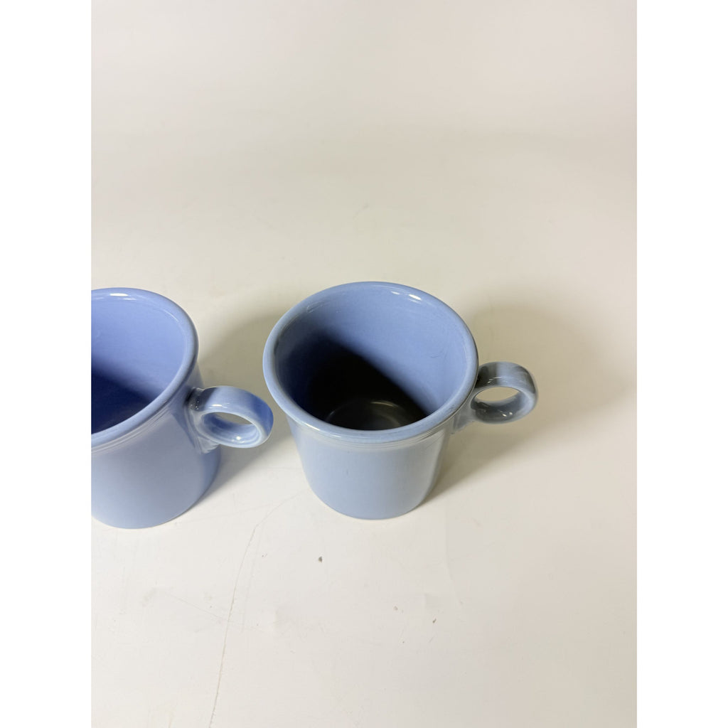 Coffee Cup Mug Pair Vintage Fiesta Homer Laughlin HLC Periwinkle Blue Ring Handled  Repaplacement Stoneware China Collectible