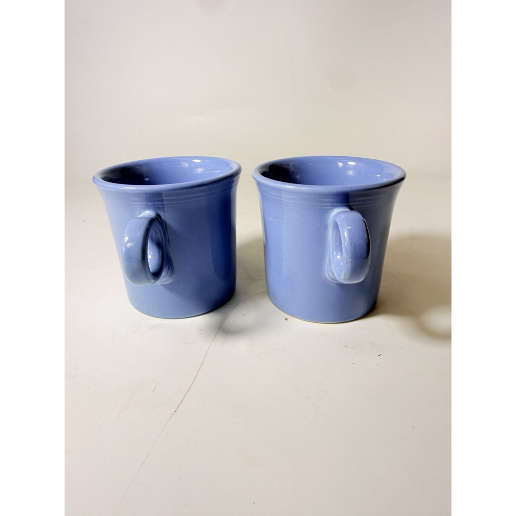 Coffee Cup Mug Pair Vintage Fiesta Homer Laughlin HLC Periwinkle Blue Ring Handled  Repaplacement Stoneware China Collectible