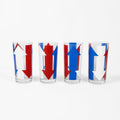 Highball Tall Bar Drinking Glasses Cera Vintage Mid 20th Century Red, White & Blue - Set of 4 Patriotic Memorial July 4th America Arrow