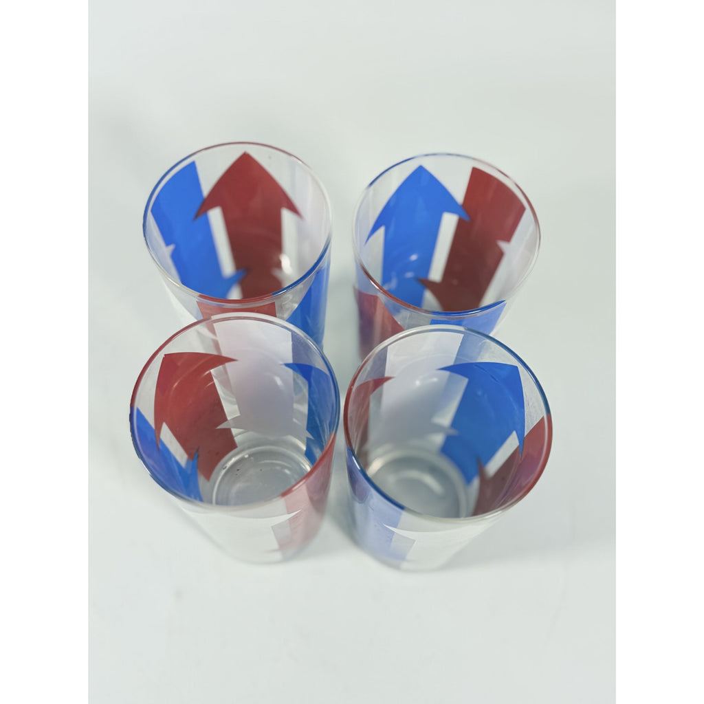 Highball Tall Bar Drinking Glasses Cera Vintage Mid 20th Century Red, White & Blue - Set of 4 Patriotic Memorial July 4th America Arrow