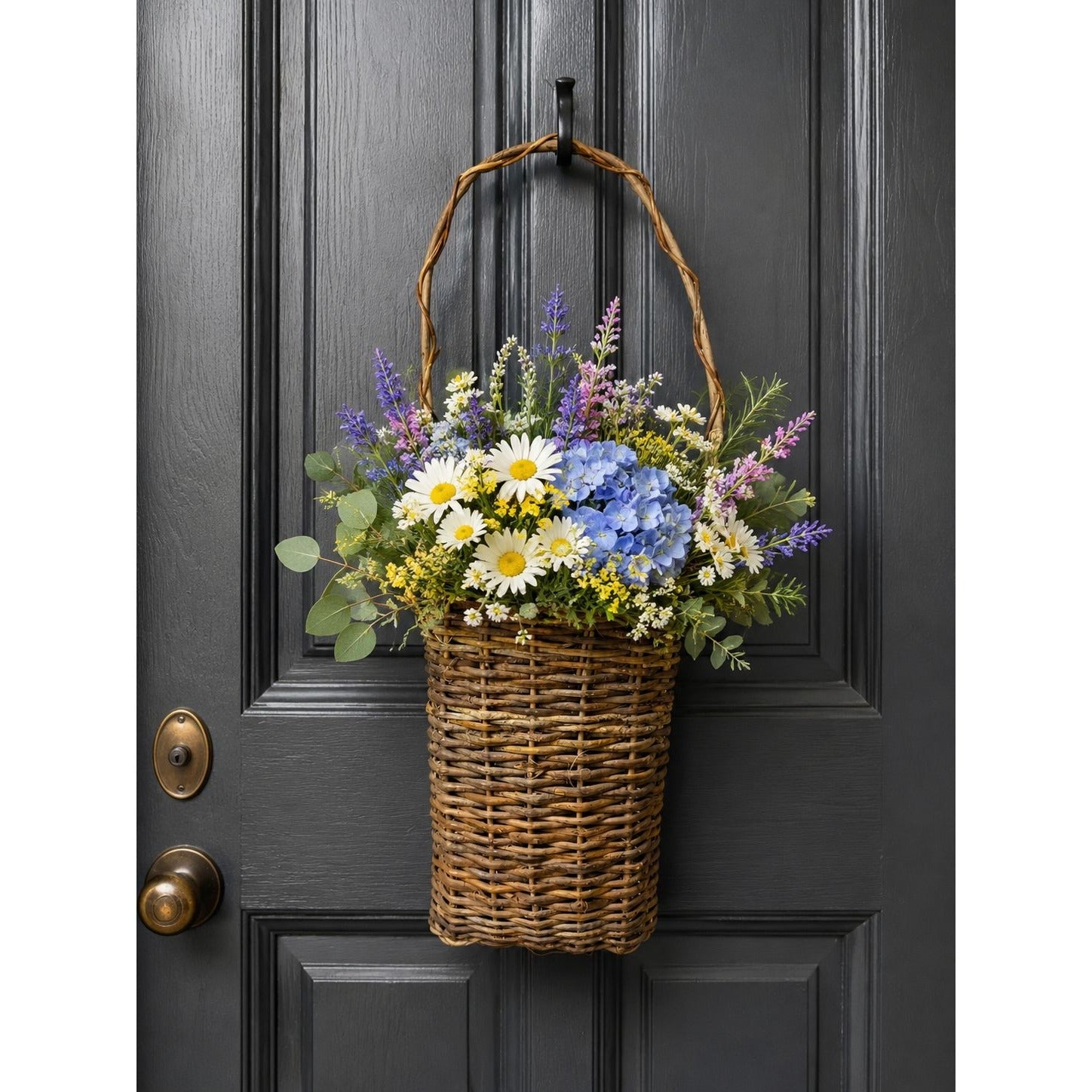 Wooden Hanging Wall Door Basket Woven Wood Twig Handmade Wooden Farmhouse Primitive Cottage core Granny Core Country Storage Nancy Myers