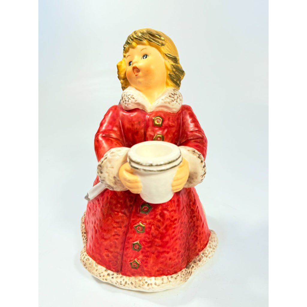 Candle Holder Goebel Hummel Figurine Germany Chrismas Angel Red  Frobek 9" tall Vintage Holiday Seasonal Porcelain Ceramic Collectible