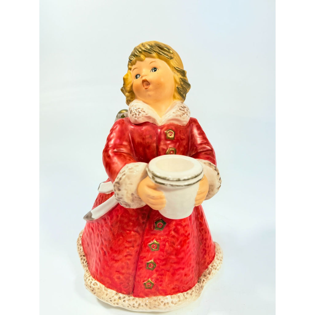 Candle Holder Goebel Hummel Figurine Germany Chrismas Angel Red  Frobek 9" tall Vintage Holiday Seasonal Porcelain Ceramic Collectible
