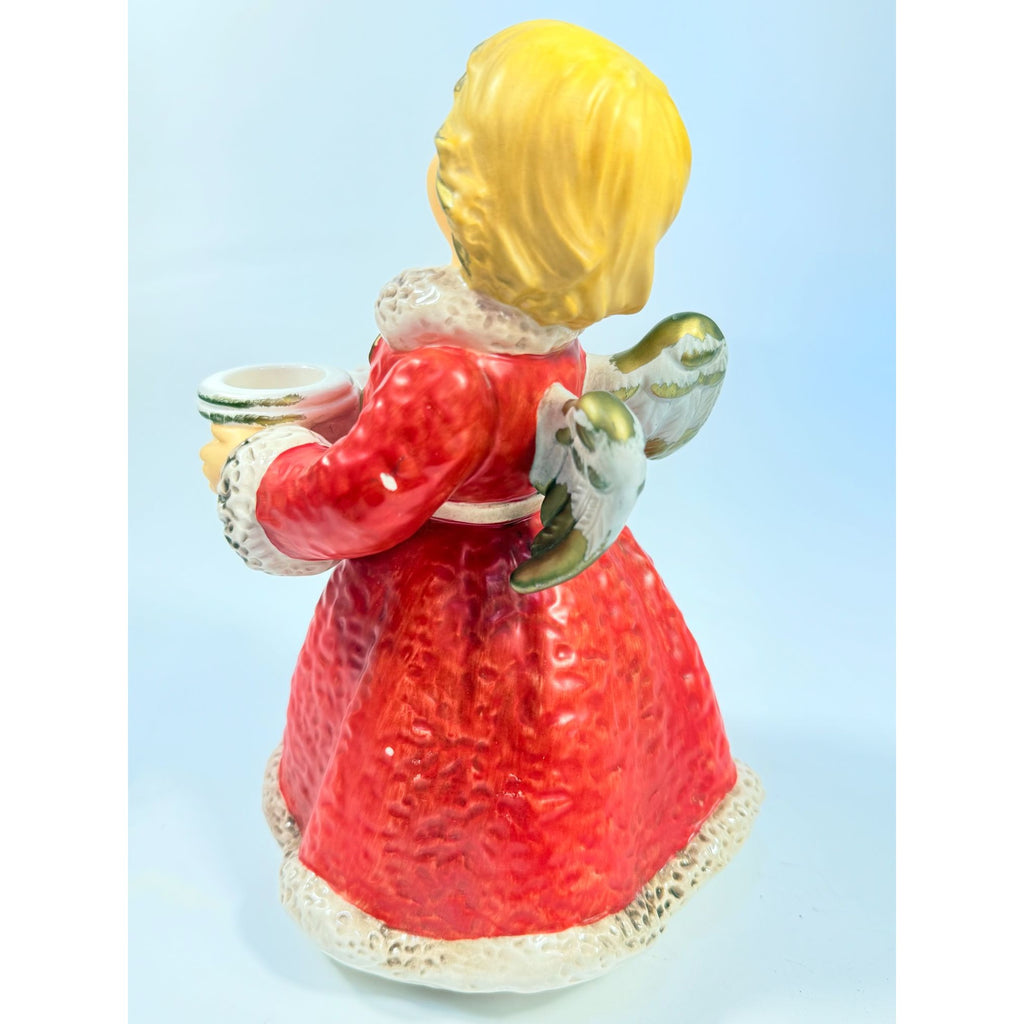 Candle Holder Goebel Hummel Figurine Germany Chrismas Angel Red  Frobek 9" tall Vintage Holiday Seasonal Porcelain Ceramic Collectible
