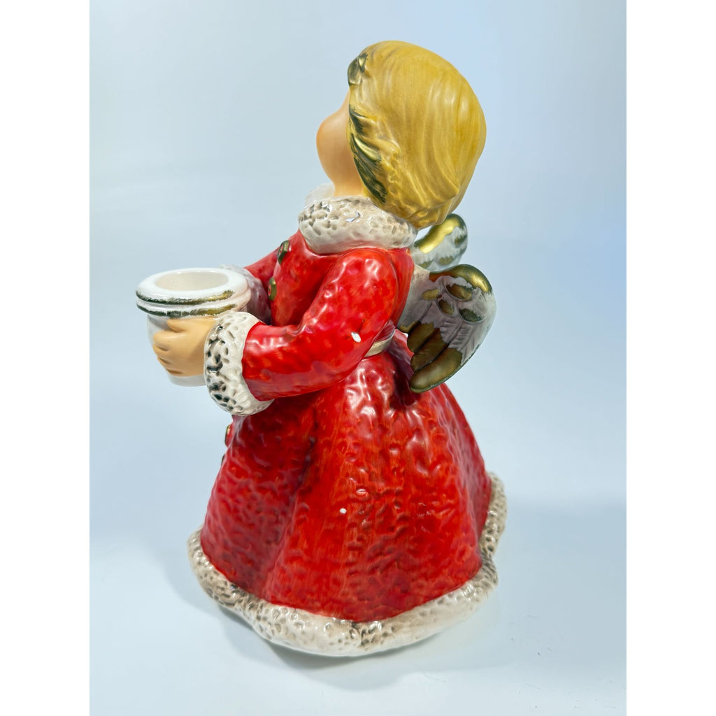 Candle Holder Goebel Hummel Figurine Germany Chrismas Angel Red  Frobek 9" tall Vintage Holiday Seasonal Porcelain Ceramic Collectible