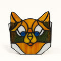 Cat Stained Glass Tea Light Pencil Holder Planter Unique Gift Desk Accessories Handmade Orange Tabby Home Decor Decorative Accents