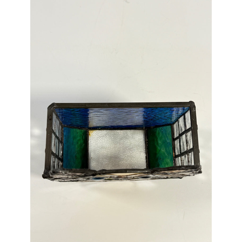Cat Stained Glass Tea Light Pencil Holder Planter Unique Gift Desk Accessories Handmade Orange Tabby Home Decor Decorative Accents