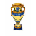 Ialian Urn Vase Majolica Large Blue Gold Green Italy Centerpiece Planter Home Foyer Dining Room Decor Traditional Decorative Accents
