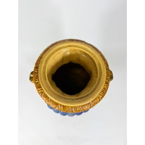 Ialian Urn Vase Majolica Large Blue Gold Green Italy Centerpiece Planter Home Foyer Dining Room Decor Traditional Decorative Accents
