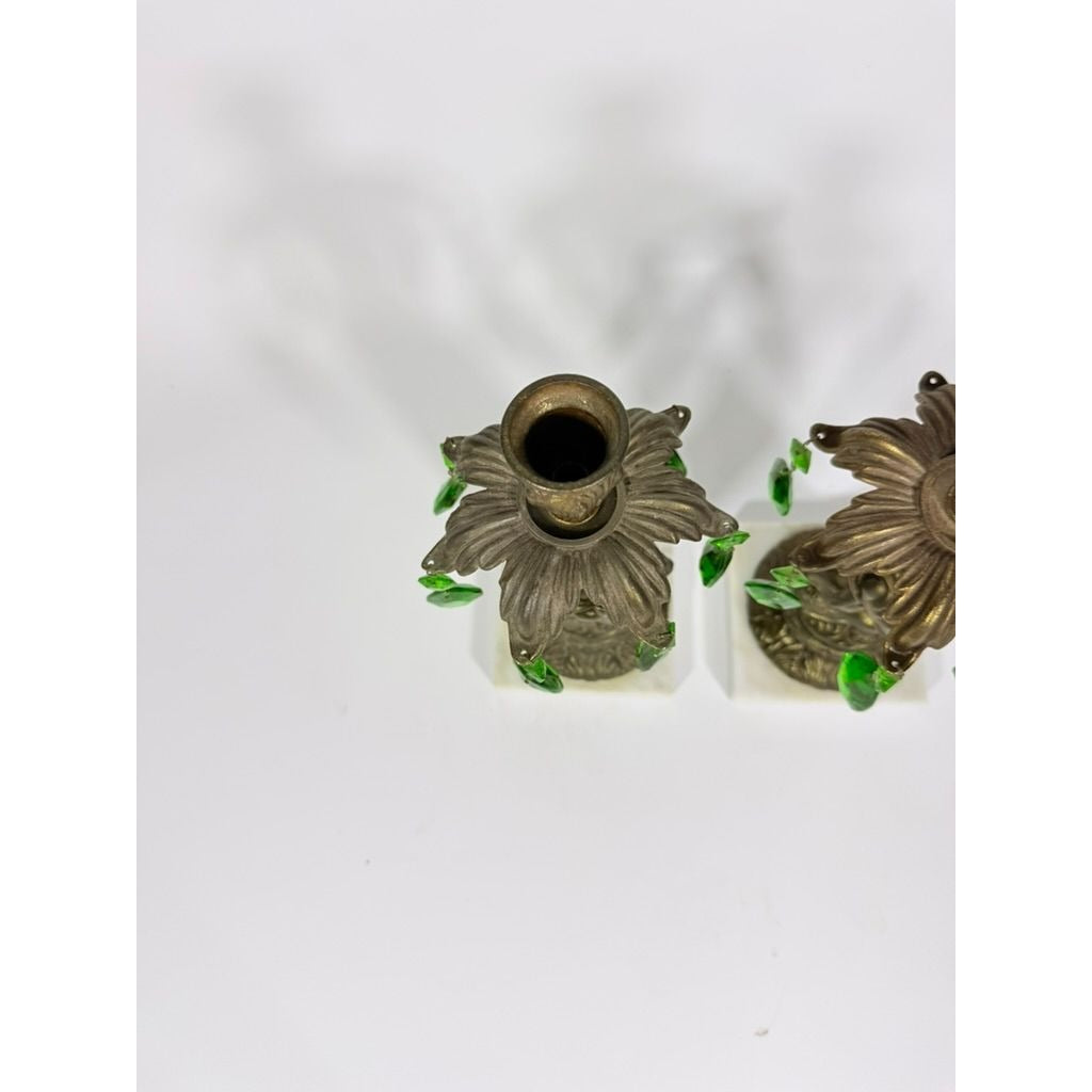 Candle Holders Bronze color Cherub Pair Set 2 Candleabra Italian Marble Bases Italy Green Prism Buffett Table Home Decor Centerpiece Rococo