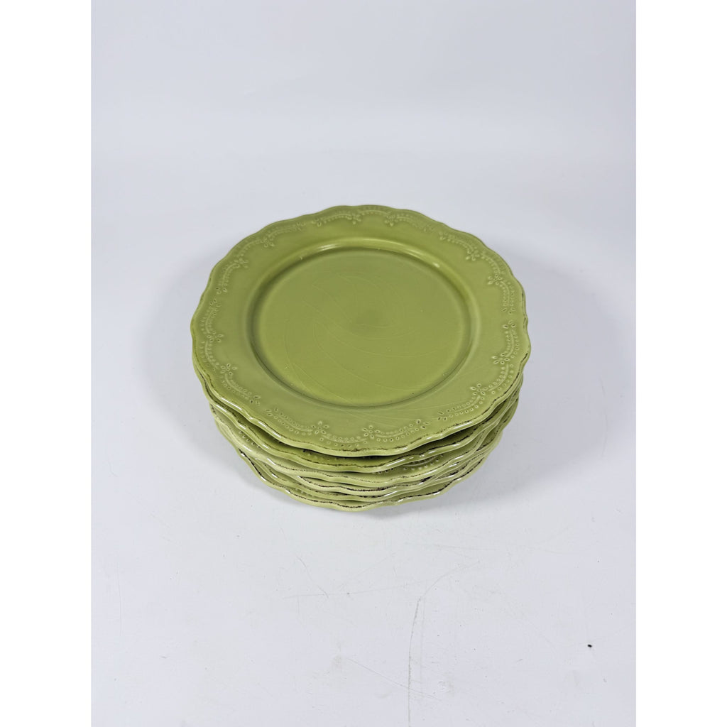 Earthenware Salad Plates Lacey Green Pier I Imports Stoneware Set 6 Portugal Scolloped Edge Replacement China Serving Pieces