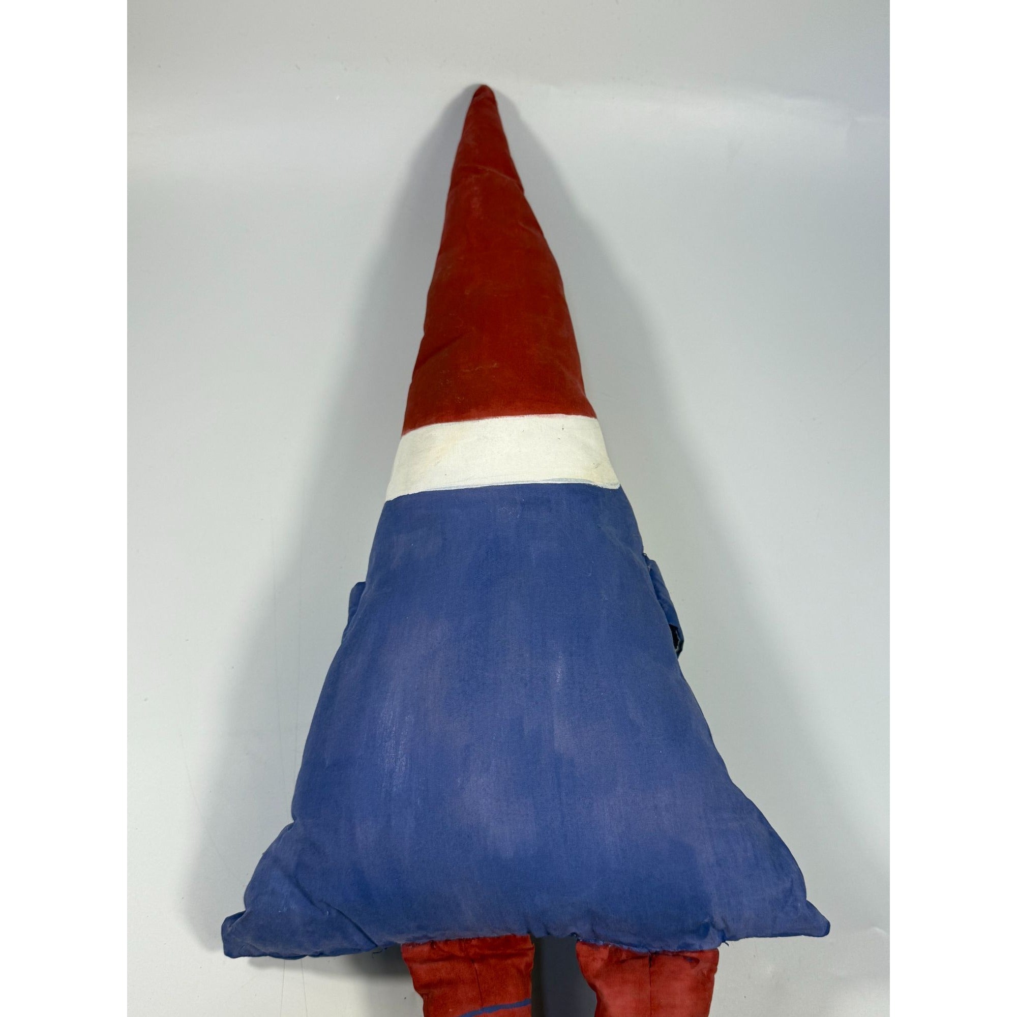 Santa Claus Pillow Doll With Red Hat & Blue Outfit | Vintage Hand Painted Christmas Holiday Decor Unique Primitive Cottage Granny Core