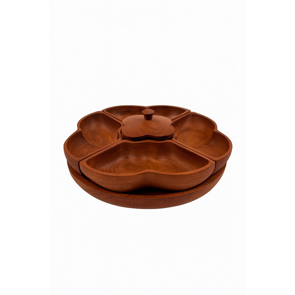 Wood Salad Chip Dip Bowl Lazy Susan Butterfly Vintage Mid-Century Monkey Pod Wodden Serving Pieces Servingware Kitchenware Hostess Gift