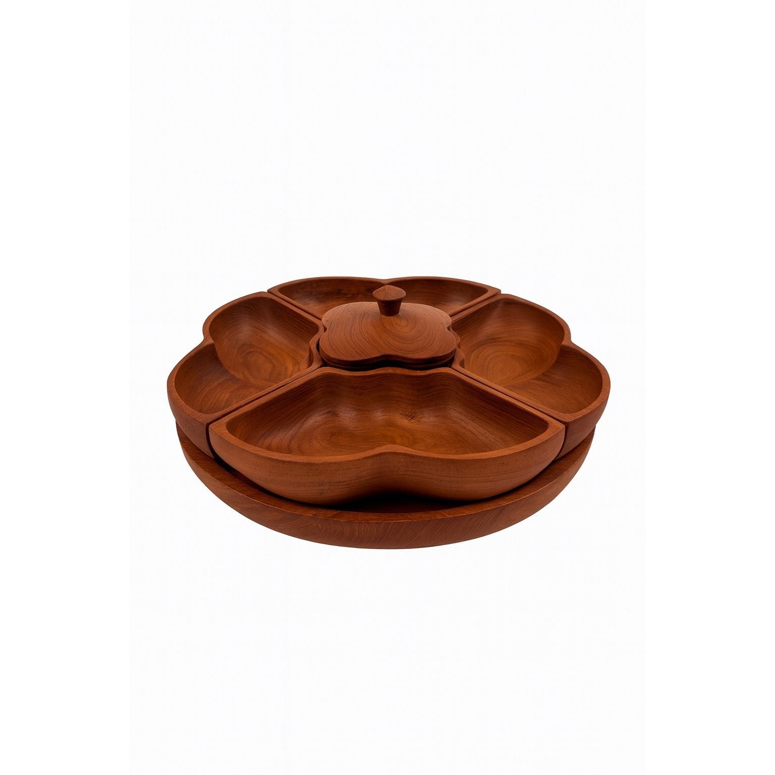 Wood Salad Chip Dip Bowl Lazy Susan Butterfly Vintage Mid-Century Monkey Pod Wodden Serving Pieces Servingware Kitchenware Hostess Gift