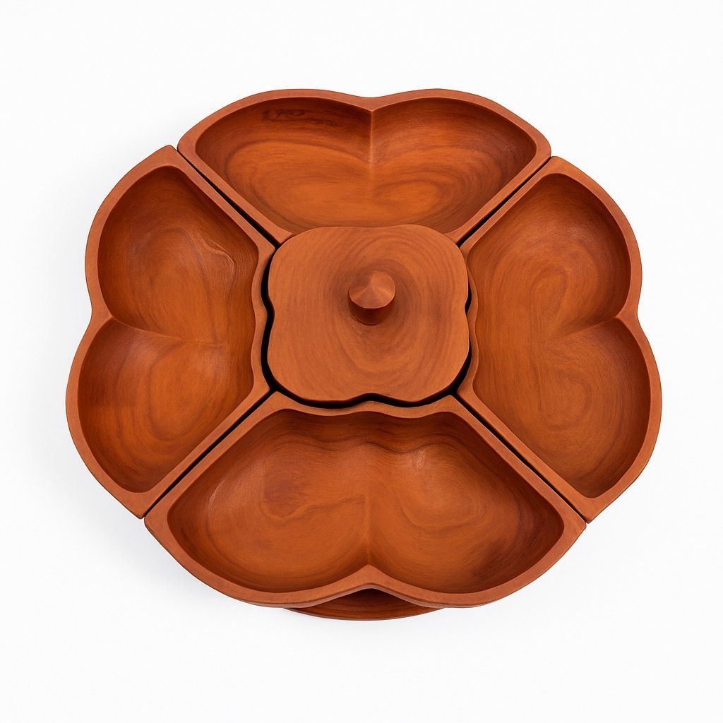 Wood Salad Chip Dip Bowl Lazy Susan Butterfly Vintage Mid-Century Monkey Pod Wodden Serving Pieces Servingware Kitchenware Hostess Gift